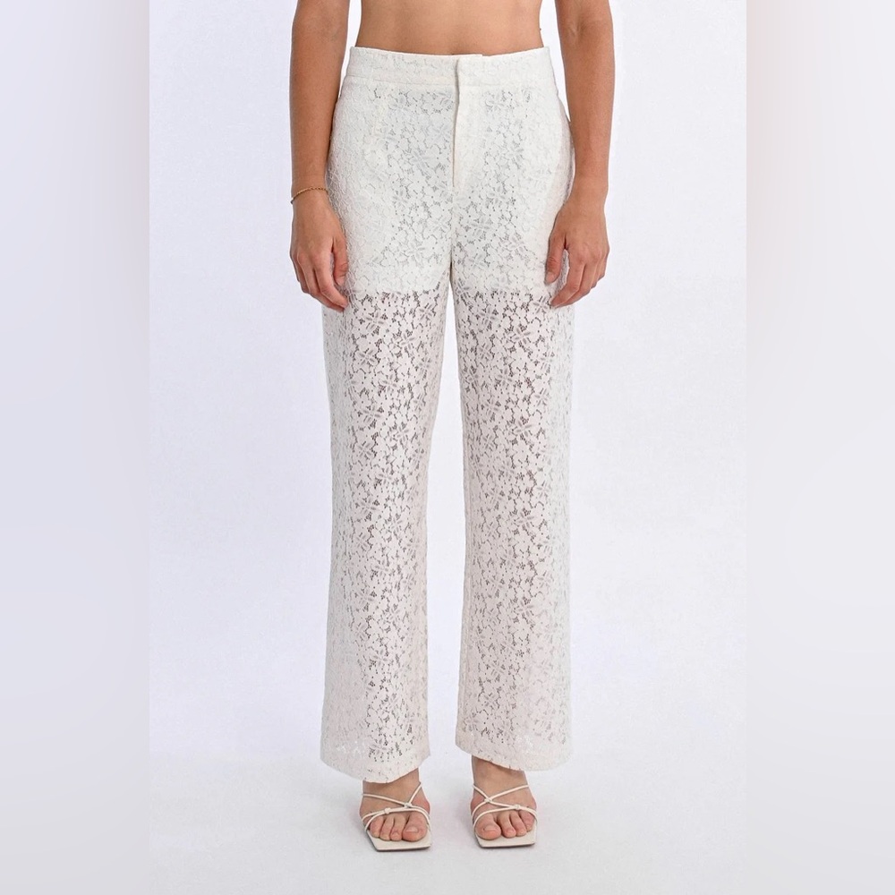 🆕 White Lace Women's Pants. Le Soir par Molly Bracken. Large.